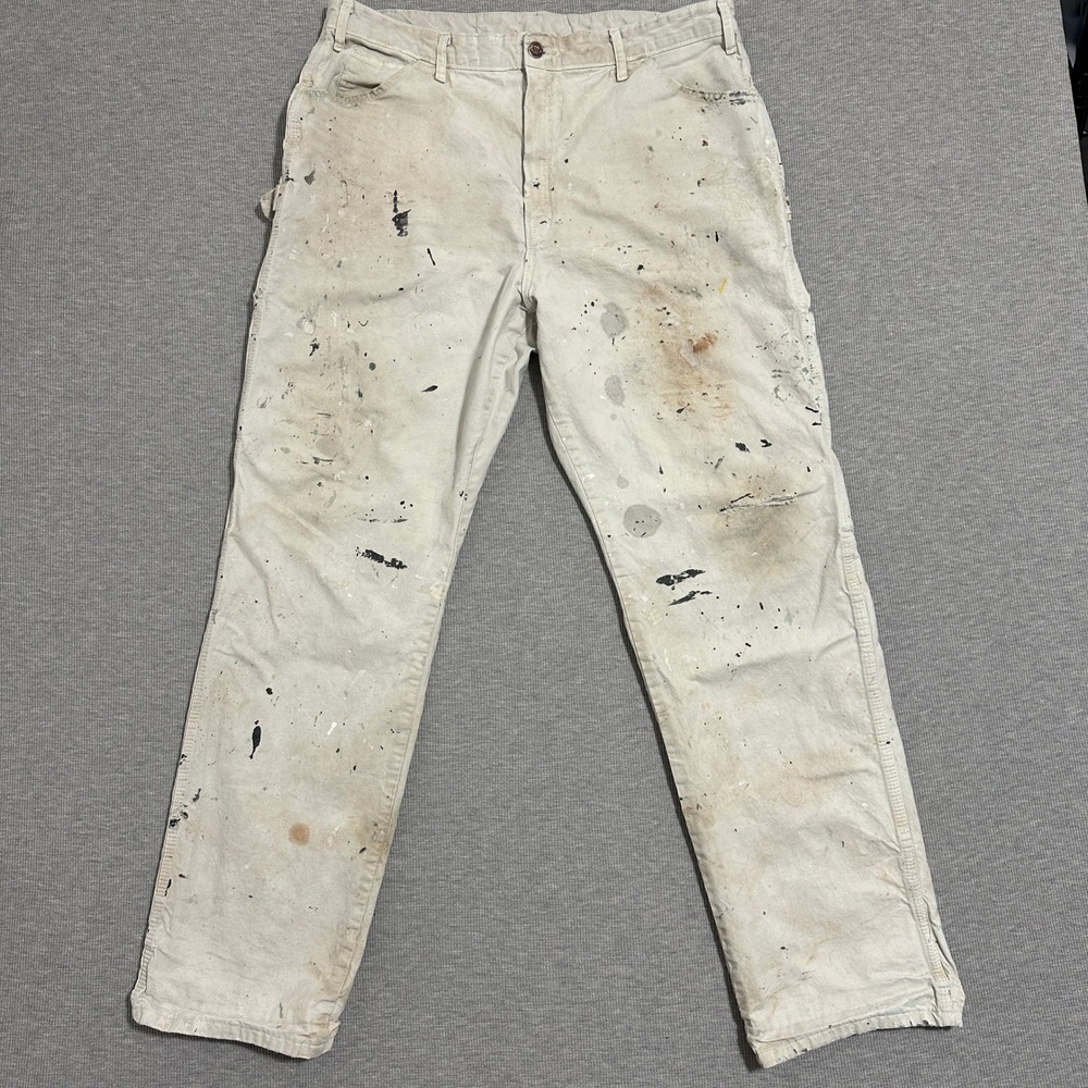 Dickies Sherwin Williams Painter Pants Mens 36x33 White Paint Splatter Worn